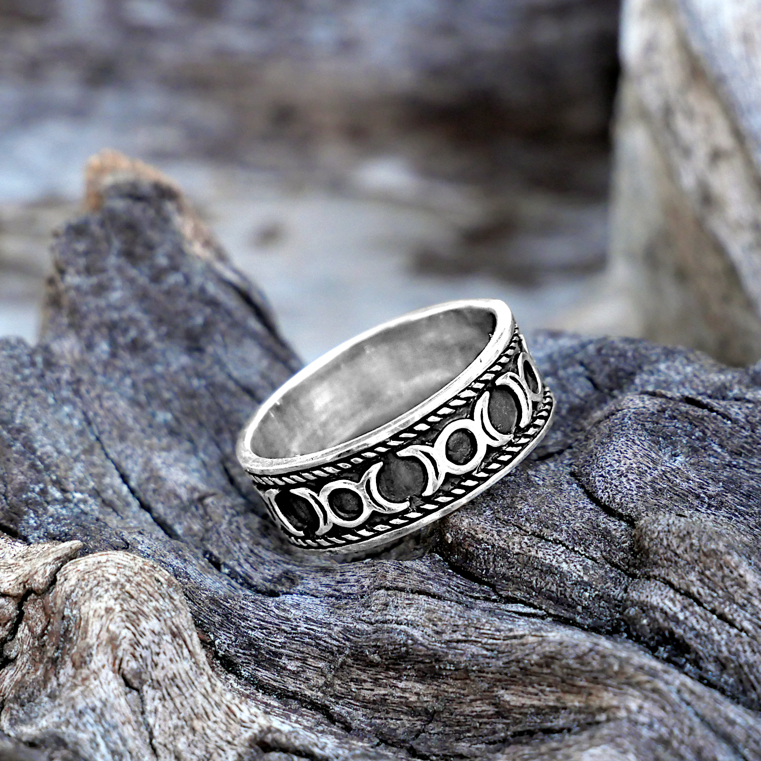 Silver Triple Moon Ring