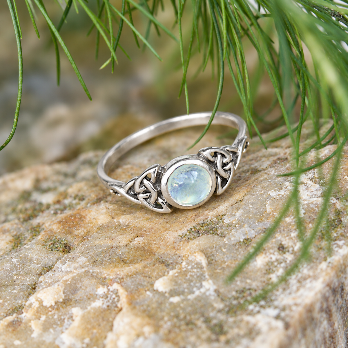 Silver Celtic Moonstone Ring