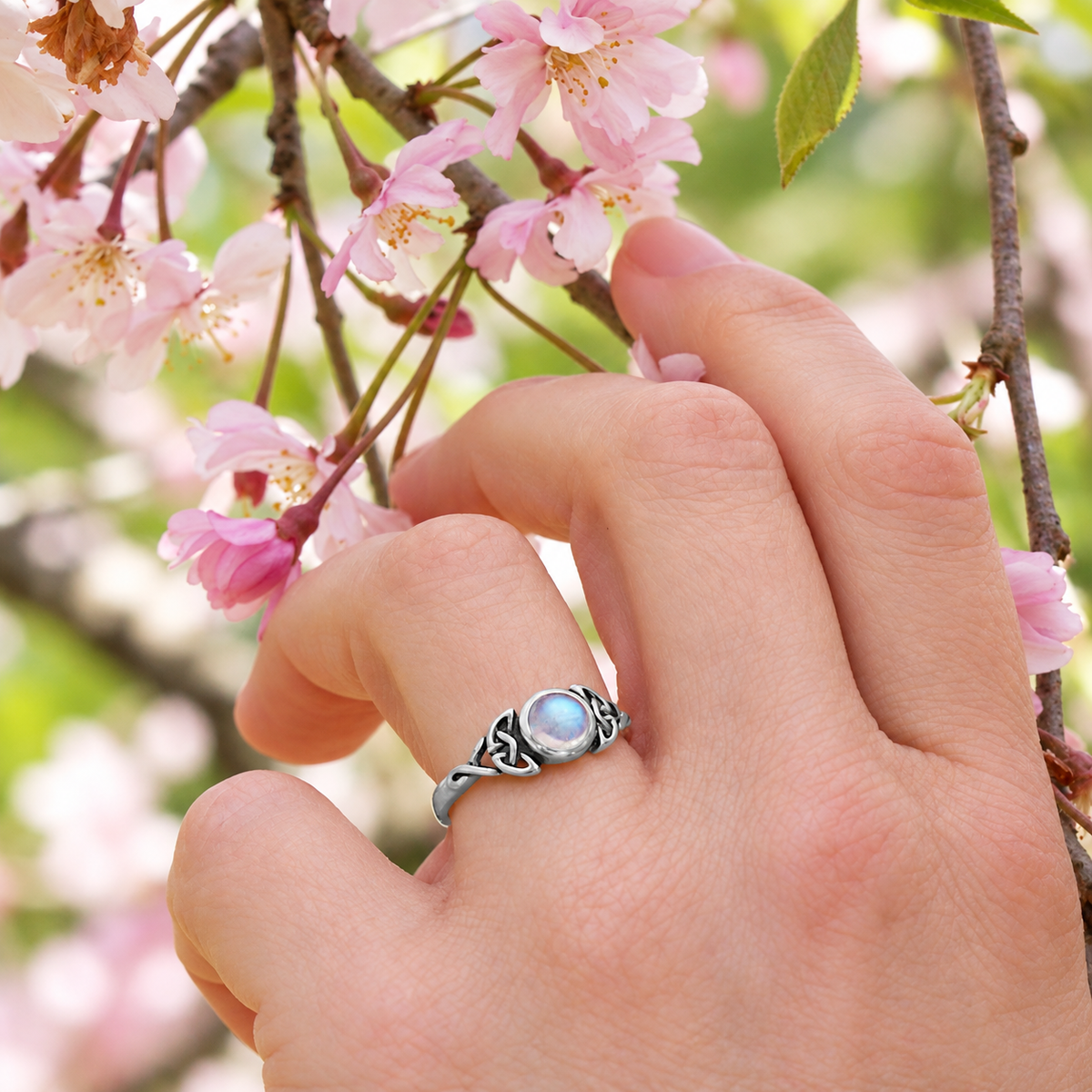 Silver Celtic Moonstone Ring
