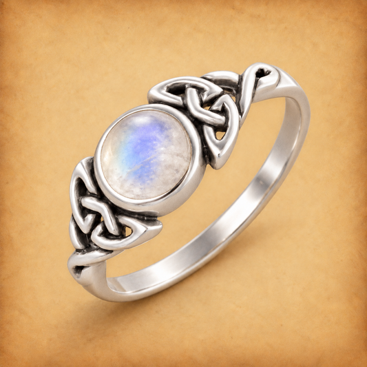 Silver Celtic Moonstone Ring