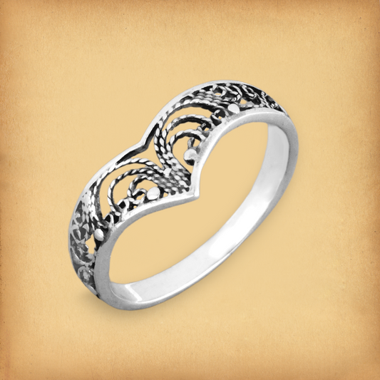 Silver Filigree Chevron Ring