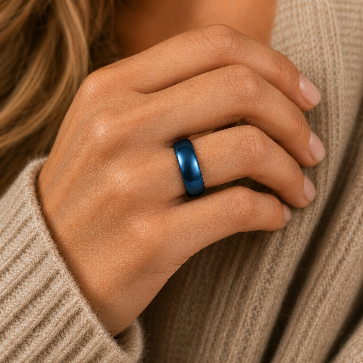 Steel Sapphire Blue Band