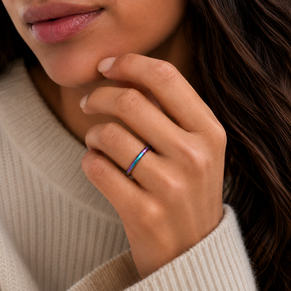 Steel Narrow Rainbow Band