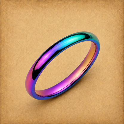 Steel Narrow Rainbow Band