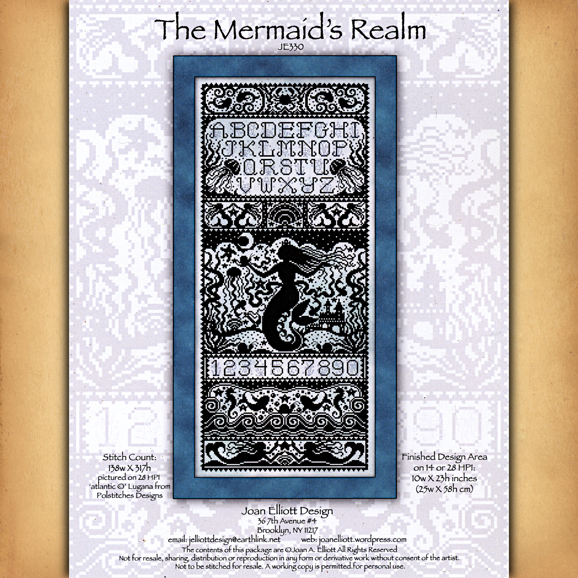 The Mermaid’s Realm Cross Stitch Sampler