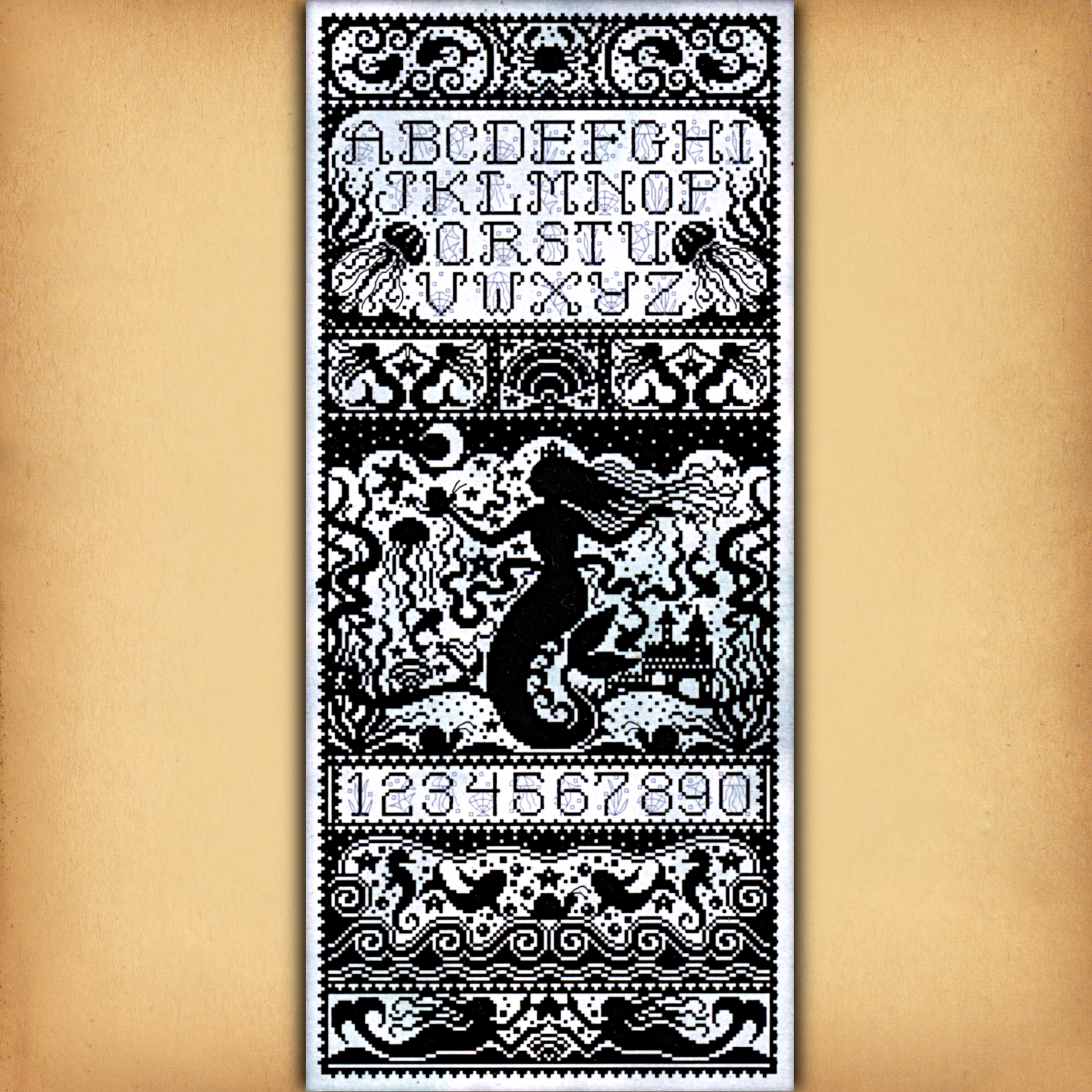 The Mermaid’s Realm Cross Stitch Sampler
