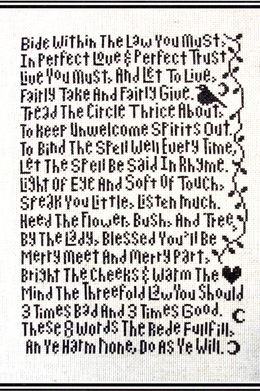 Wiccan Rede Sampler Cross Stitch Pattern – Pagan Rede for Witches