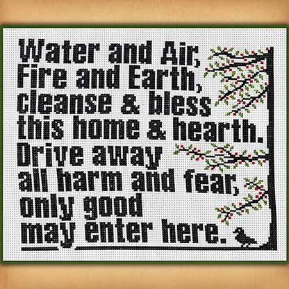 Elemental House Blessing Cross Stitch Pattern