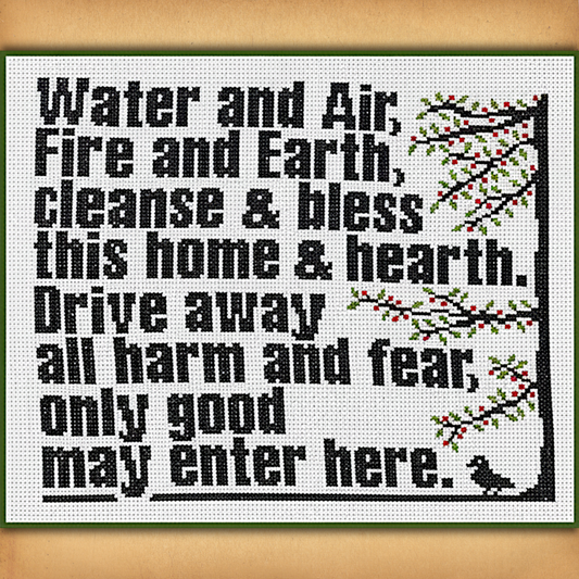 Elemental House Blessing Cross Stitch Pattern