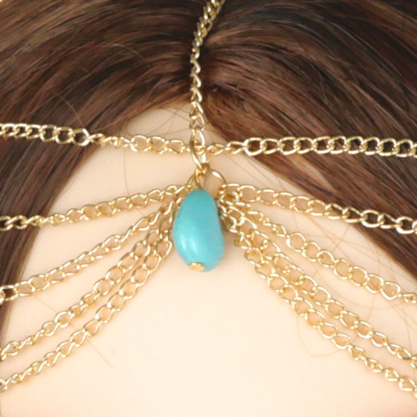 Turquoise Teardrop Fantasy Headpiece