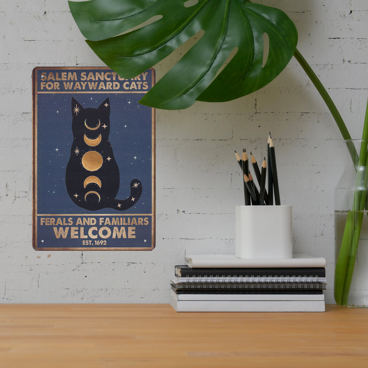 Tin Sign Salem Sanctuary For Cats Retro Metal Home Decor Art Halloween 8x12in C Tin Sign Salem Sanctuary For Cats Retro Metal Home Decor Art Halloween 8x12in C
