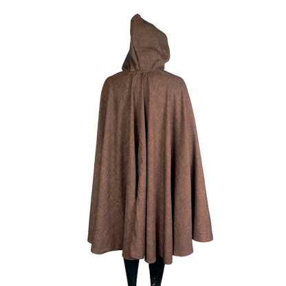 Dark Brown Full Circle Cloak with Hood and Pockets