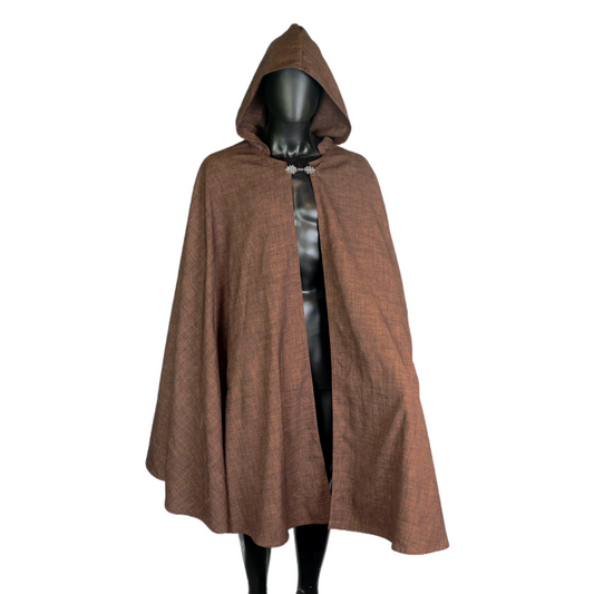 Dark Brown Full Circle Cloak with Hood and Pockets