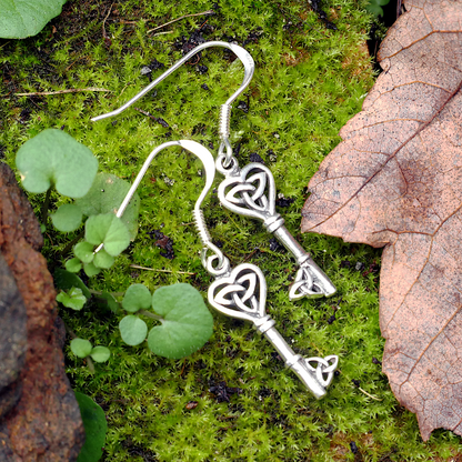 Silver Celtic Key Earrings