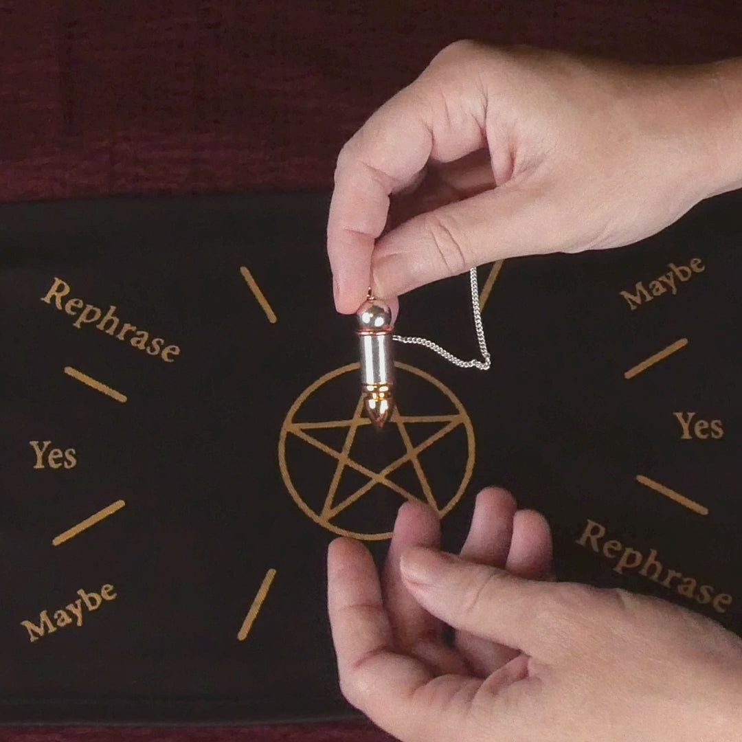 Hidden Chamber Divination Pendulum with Copper and Brass Accents