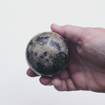 Polished Black and Smoky Taupe Granite Sphere
