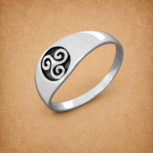 Silver Triskele Signet Ring
