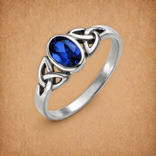 Silver Celtic Sapphire Ring