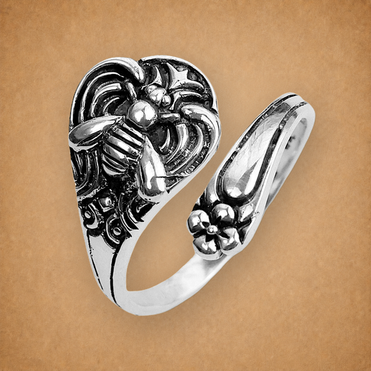 Silver Honeybee Spoon Ring