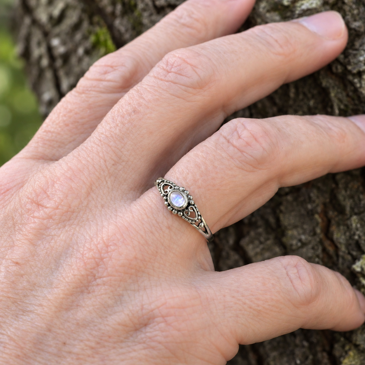 Silver Victorian Moonstone Ring