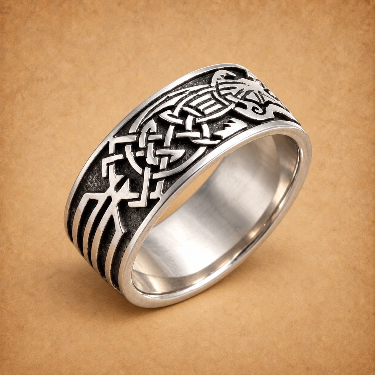 Silver Celtic Dragons Ring