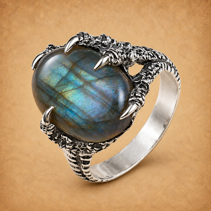 Silver Labradorite Dragon's Claw Ring