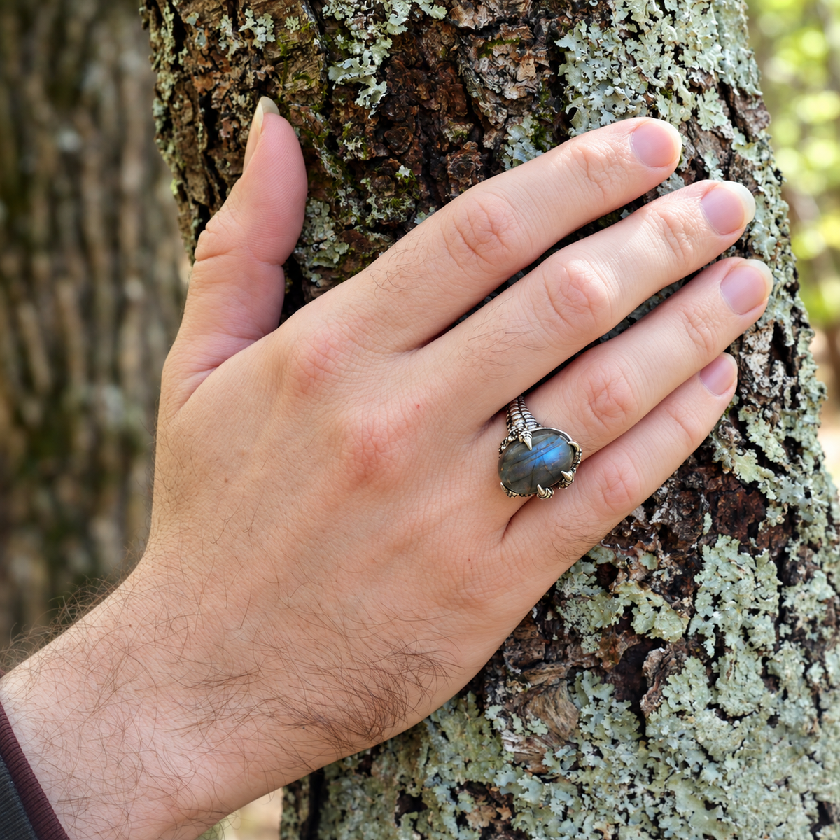 Silver Labradorite Dragon's Claw Ring